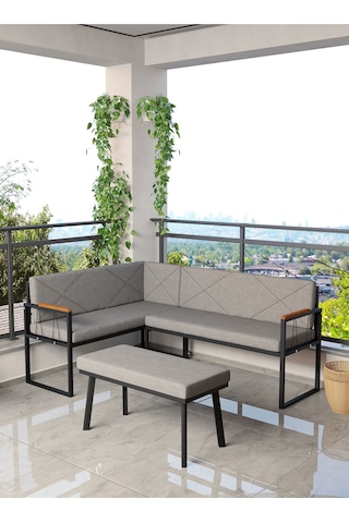 Mygusi Src Balkon, Bahçe, Cafe, Köşe Takimi Koyugri Koyu Gri