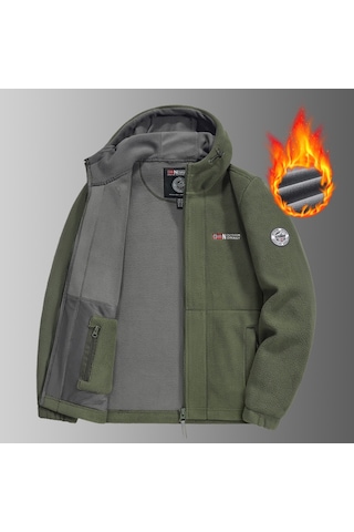 Snapbuy Kapüşonlu, Polar Erkek Ceket Yeşil
