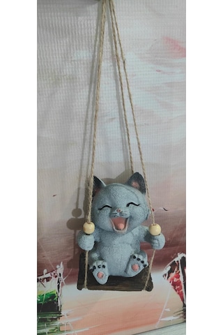 Sallanan Kedi Polyester Duvar Balkon Bahçe Süsü 5 Farklı Renk 02