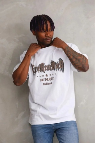 Erkek Baskılı T-shirt Kısa Kol Bisiklet Yaka Regular Fit Tişört - Beyaz Beyaz