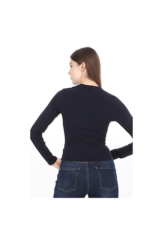 Penyebizden Likralı Pamuk Crop Tişört-slim Fit-lacivert