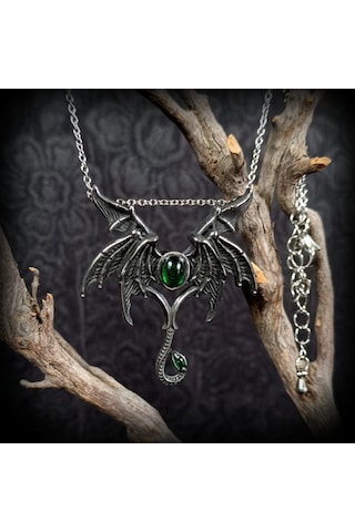 DÜKKAN DESİGN Dükkan Design Mitolojik Snake Head Dragon Kolye Gri - Siyah