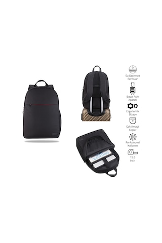 Classone 15,6 İnch W200- Mila Serisi Macbook, Laptop , Notebook Sırt Çantası - Siyah