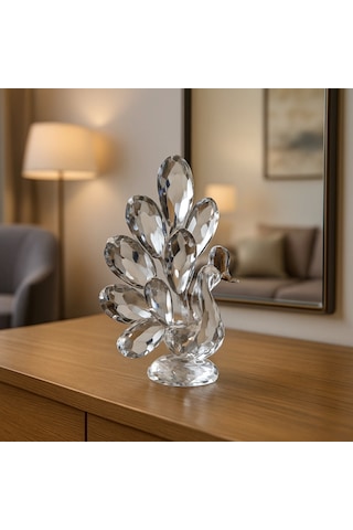 Gümüş Tavus Kuşu Kristal Cam Ob 12x16