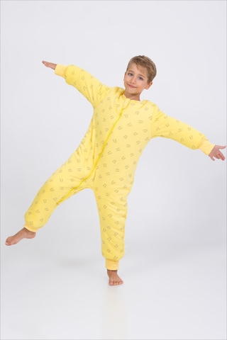 Kız Erkek Çocuk Kalın Elyaf Dolgulu Premium Kalite 2.5 Tog Desenli Uyku Tulumu Sarı - Siyah
