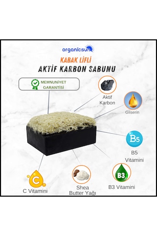 Organicsun Doğal Kabak Lifli Aktif Karbon Sabunu 3 x 140 G