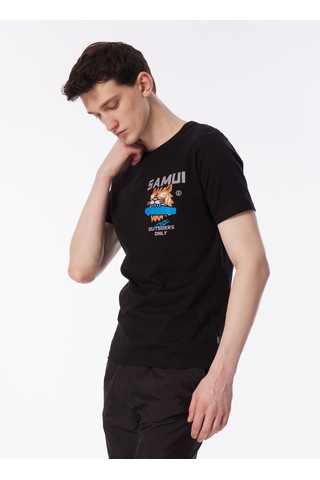 Ko Samui Bisiklet Yaka Baskılı Siyah Erkek T-shirt Kmtr S223 Outsıders Craft&co Regula