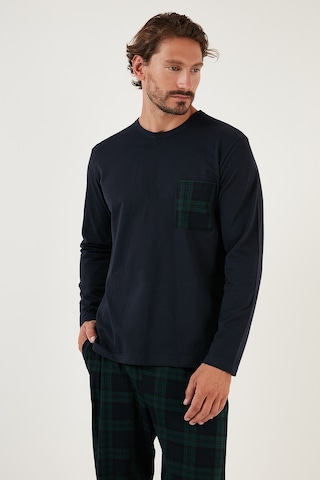 Buratti Ekoseli Cepli Beli Lastikli % 100 Pamuk Regular Fit Erkek Pijama Takımı 6572001 Lacivert
