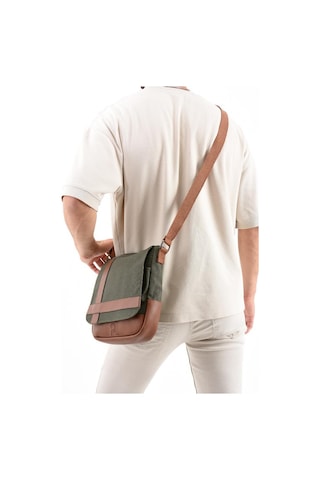 Kanvas Kumaş Tablet Çantası Erkek Postacı Çanta 27 23 Cm Çapraz Askılı Omuz Çantası Yeşil