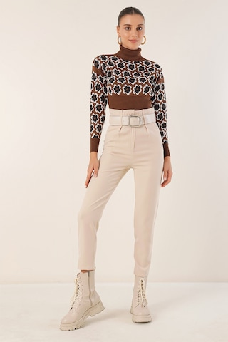 Bigdart 6556 Kemerli Kumaş Pantolon - Krem 001