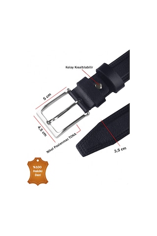Deep Sea Deepsea Lacivert Hakiki Deri Kemer Kenarları Dikiş Desenli Kısaltılabilir Erkek Kemer 2602668