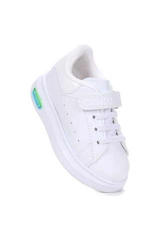 Kiko Kids Tinsa Günlük Cırtlı Işıklı Kız Bebek Spor Ayakkabı Beyaz - Beyaz Beyaz - Beyaz
