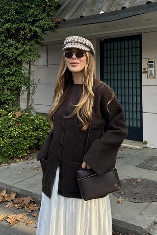 Kahverengi Çift Cepli Hırka - 04622 Kahverengi