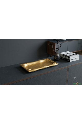Gold Dekoratif Tepsi 47 27 4 Cm