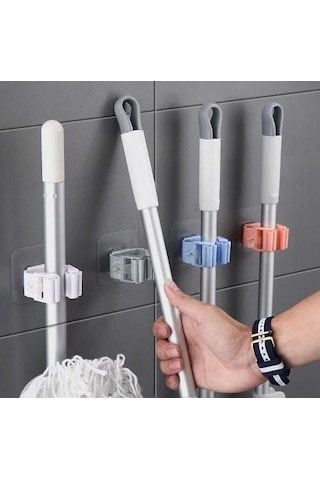 Paspas Süpürge Fırça Ve Mop Askısı Sap Tutucu Mop Gri 4'lü