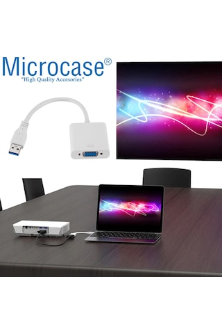 Microcase Usb 3.0 To Vga Adaptör - 20 Cm Beyaz - Al2619
