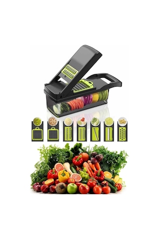Çok Amaçlı Rende Lüx Küp Rende 13 Parça Hazneli Sebze Doğrayıcı Dicer Dilimleyici Kesici