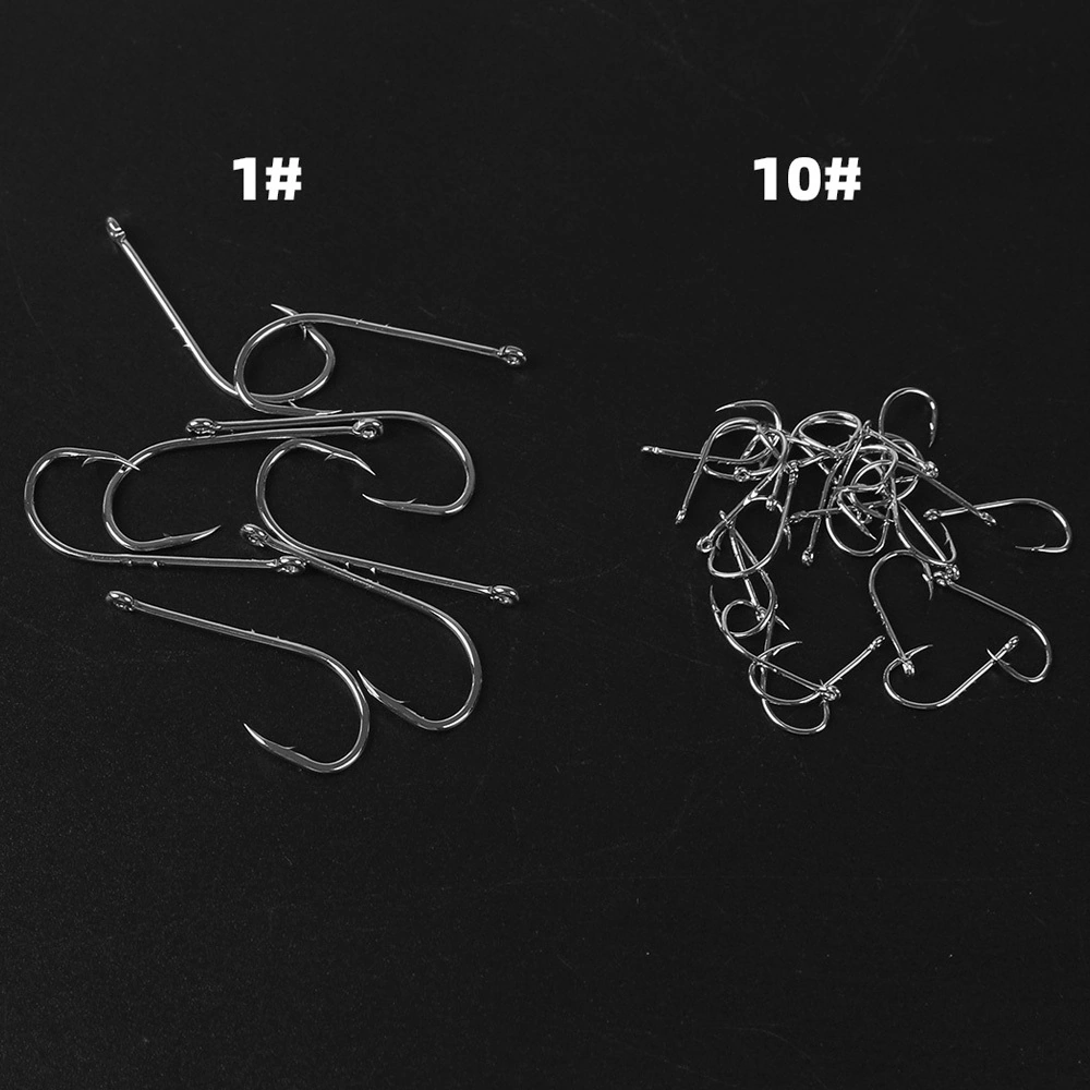 Dianziye 100 Adet Yüksek Karbon Çelik Çift Tertemizli, Uzun Saplı Deniz Ve Tatlı Su Balıkçılığı İğneleri - Dayanıklı, Çürük Ötelemez, Yem Tutucu 2 Numara