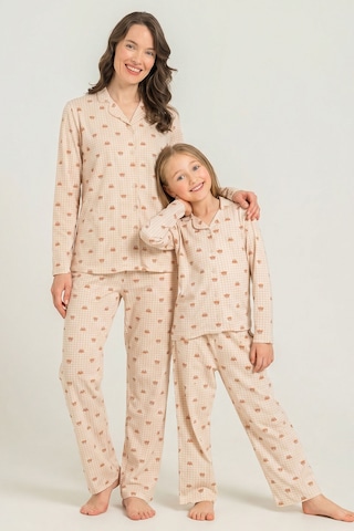 Rolypoly Anne Kız Cute Bears Krem Gömlek Pijama Takımı Rp3917-a-v1 Rp3917-a-v1