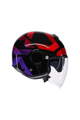 Agv Eteres Camogli Güneş Vizörlü Açık Kask Kırmızı-siyah