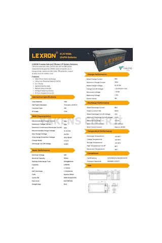 Lexron 100ah 48v Lifepo4 Pil Lityum Akü Lexron