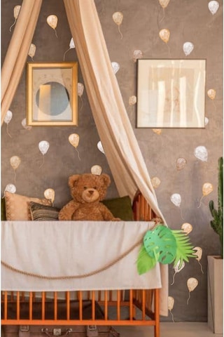 MSticker Soft Kahve Tonlarda Uçan Balonlar Çocuk Odası Dekorasyon Sticker Seti