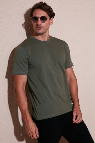 Buratti Pamuklu Regular Fit Bisiklet Yaka Erkek T Shirt 59020204 Haki