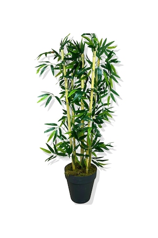 Cihan Çiçekçilik Yapay Yapraklı Bambu Ağacı 5 Bambu'lu 110 Cm Beyaz- Yeşil