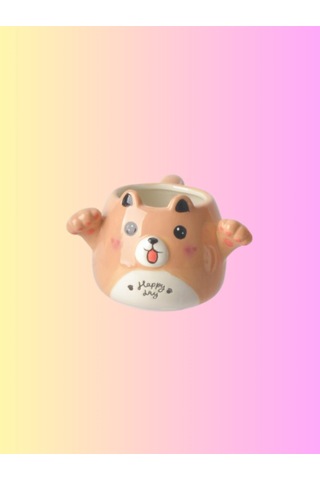 3d Kucaklayan Hayvan Figürlü Seramik Kupa Pembe