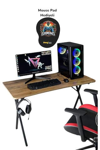 Heygaming Profesyonel Oyuncu Masası Ceviz Bilgisayar Çalışma Masa