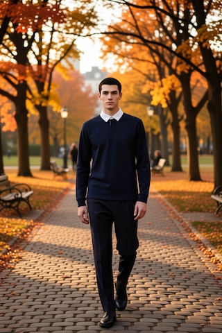 Benerly Erkek Polo Yaka Uzun Kol Oversize Kalıp Sweatshirt Fonksiyonel Da Lacivert