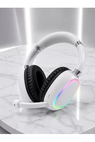 Northcity Beyaz Bluetooth 5.0 Mikrofonlu Kablosuz Kulak Üstü Kulaklık Rgb Işıklı Type-c Şarjlı