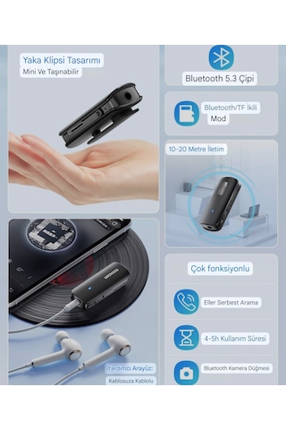 Bt09 Bluetooth 5.3 Araç Kiti Çok Fonsiyonlu 3.5mm Ses Aux Jack