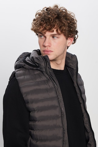 Tudors Erkek Slim Fit Dar Kesim Astarlı Rüzgar Geçirmez Cepli Antrasit Çıkarılabilir Kapüşonlu Şişme Yelek-32085 Antrasit