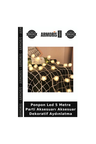 Ponpon Led 5 Metre Parti Aksesuarı Aksesuar Dekoratif Aydınlatma Çok Renkli