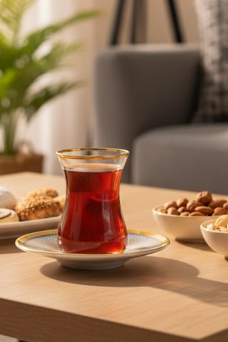 6 Kişilik Küçük Yan Baklava Desen Porselen Altın Yaldızlı Çay Takımı 12 Parça Beyaz