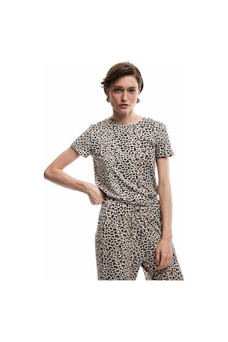 Koton Kısa Kollu Bisiklet Yaka Leopar Desenli Crop Pijama Üstü Leopar Desenli 6wlk40109mk Leopar Desenli