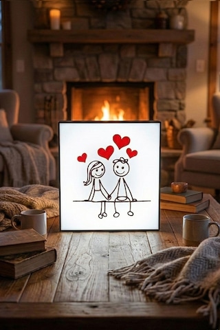 Sevgililer Tasarımlı Hediyelik Dekoratif Aydınlatma 20x20cm 603-1