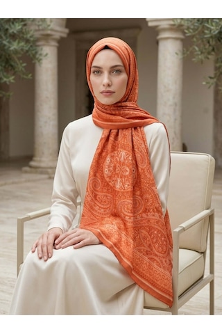 Camellia Scarfs Allica Desen Şal Kiremit - Sıcak Ve Doğal Stil