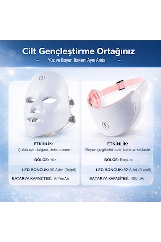 Hymark Yüz Ve Boyun Güzellik Cihazı 7 Renkli Led Yüz Maskesi Seti Foton Cilt Bakım Işık Terapisi