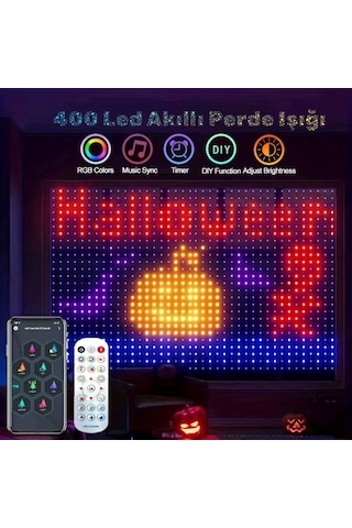 Rgb Akıllı Perde Işıkları 400 Led Işıklı Uzaktan Kumanda Hediye