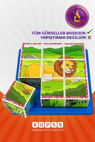 6 Farklı Safari Hayvanları Eğitici Küp Puzzle 3d Yapboz 3 4 5 6