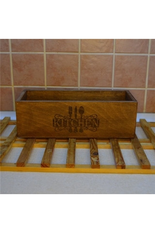 Ahşap Organizer Kahverengi Mutfak Organizer Çok Amaçlı