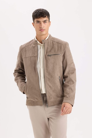 DeFacto Slim Fit Dar Kesim Dik Yaka Fermuarlı Süet Görünümlü Mevsimlik Baharlık Mont D5977AX25SPBG73