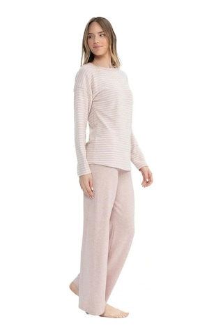 U.S. Polo Assn. U.s Polo Assn. 17083 Kadın Yumoş Kumaş Uzun Kollu Yuvarlak Yaka Pijama Takımı-pembemelanj Pembe Melanj