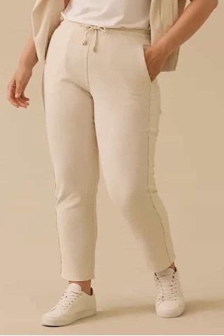 Kadın Büyük Beden Fitilli Bilek Boy Pantolon - Bej 4358892