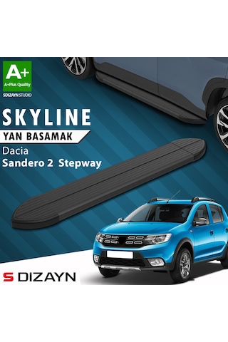 S-dizayn Dacia Sandero 2 Stepway Skyline Siyah Yan Basamak 173 Cm 2013-2020 A+ Kalite
