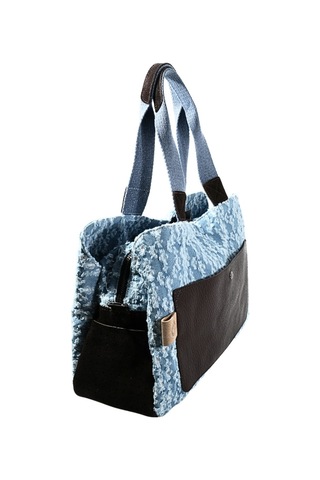 Biem Accessory Biem Açık Mavi-yırtık Desen Denim Salaş-retro Taş Trok Döşemeli Çok Gözlü Çanta Çok Renkli