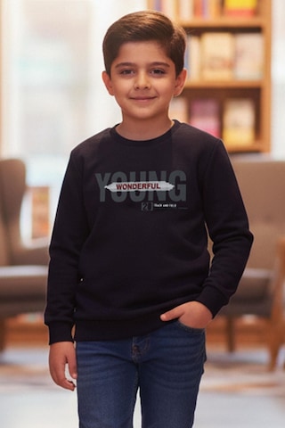 Breeze Erkek Çocuk Sweatshirt Yazı Baskılı 8-14 Yaş, Lacivert Lacivert