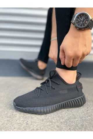 Mevese Morven Erkek , Kadın Triko Sneaker Ayakkabı Günlük Bağcıklı Hafif Spor Modeli - Kömür